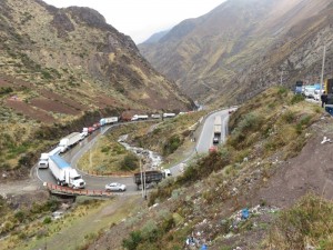 In de bergen in de file